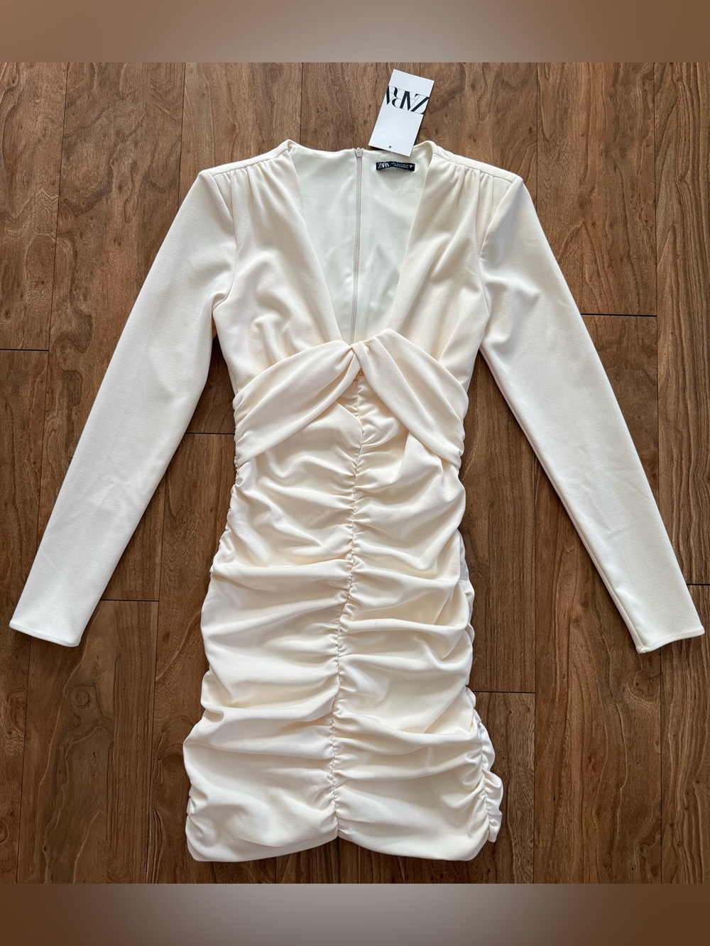 Zara Draped Cream Mini Dress